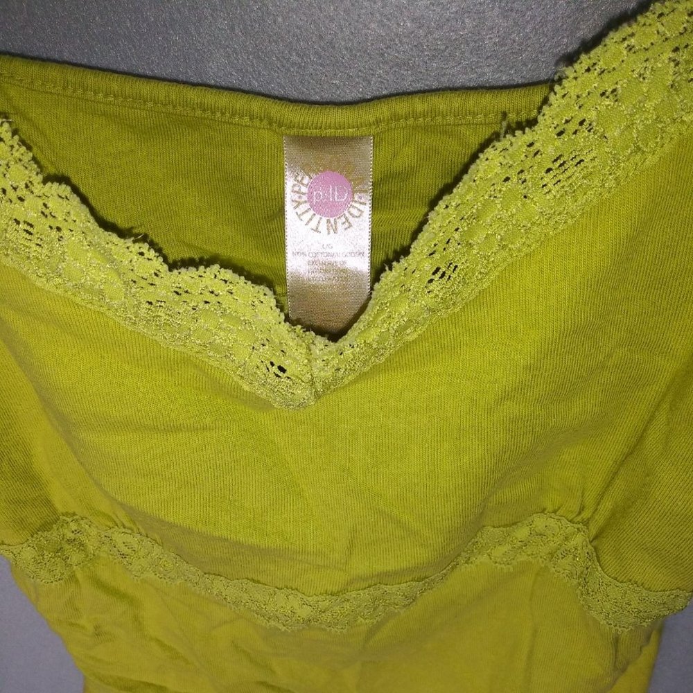 Personal Identity Green Lace Collar Strap Tank Top Camisole Size L - Picture 3 of 4